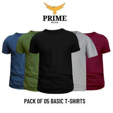 Pack Of 5 Plain T-Shirt For Men - Half Sleeves T-Shirt - Soft & Comfortable Fabric T-Shirts For Men - Round Neck T-Shirt - Stylish Summer Cotton T-Shirts - Unisex T-Shirts - Sports T-Shirt - Gym Wear T-Shirt For Boys - Premium Quality T-Shirt With Amazing