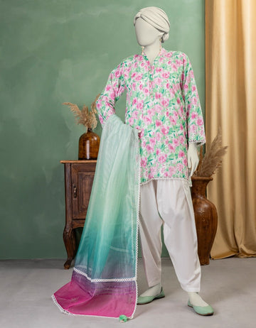 Junaid Jamshed Multicolor Lawn Schiffli Unstitched 3 Piece Suit For Women And Girls - Designcode: Jlawn-S-25-3373 Luxury Schiffli-3